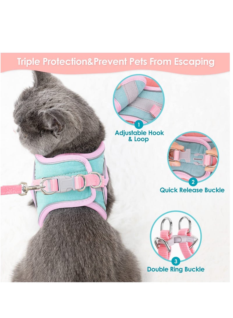 قابل للتعديل لينة وقوية الفراء تقليد القط سترة الأشرطة مع الأشرطة العاكسة على المشي القط الأشرطة الواقية من الرصاص مجموعات مناسبة لأنّ متوسطة وصغيرة الحجم القطط ( م ) - Image 2