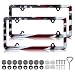 LIN KANG American Flag License Plate Frame Holder 2 Pack Patriotic Universal Aluminum Matte Stripe US Flag Gloss Car Plate Frame Covers with 4 Holes and Screws Fasteners Caps - Image 2