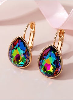 EVEVIC Teardrop Austrian Crystal Leverback Drop Earrings for Women 14K Rose Gold Plated Hypoallergenic Jewelry  - Image 2