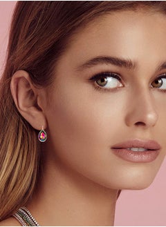 EVEVIC Teardrop Austrian Crystal Leverback Drop Earrings for Women 14K Rose Gold Plated Hypoallergenic Jewelry  - Image 4