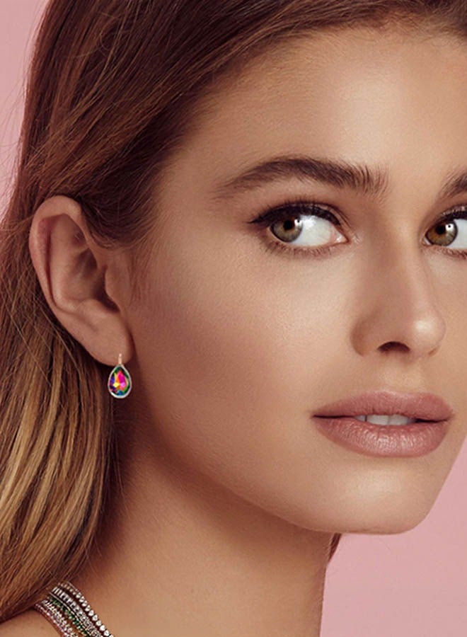 EVEVIC Teardrop Austrian Crystal Leverback Drop Earrings for Women 14K Rose Gold Plated Hypoallergenic Jewelry - Image 4