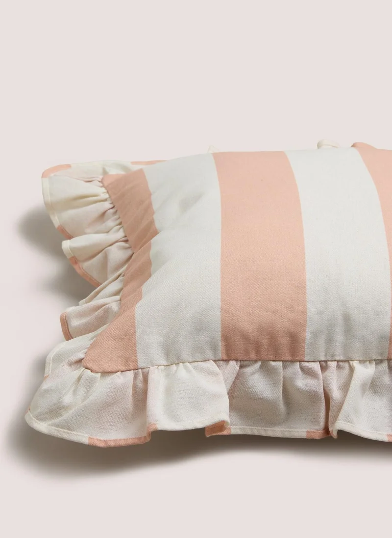 ماتلان Pink Bold Stripe Frill Edge Cushion
