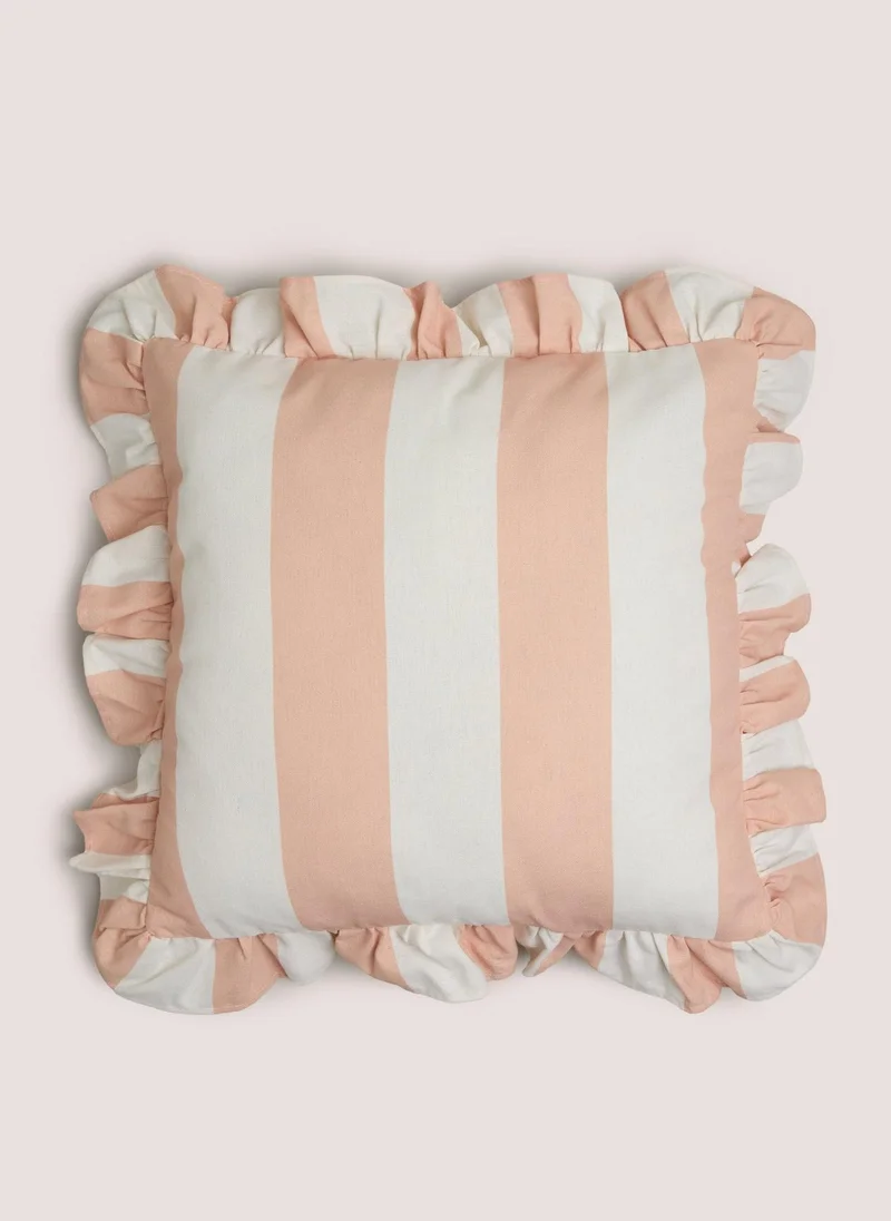 ماتلان Pink Bold Stripe Frill Edge Cushion