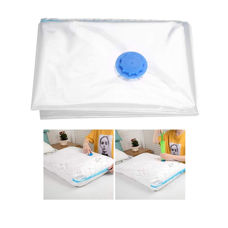 DONDA Vacuum Storage Reusable Zip lock Space Saver Bags with Hand Pump Vacuum Bag for Packaging Pack of 4 2 Pc of 50 x 60 cm 2 Pc of 60 x 80 cm - Image 1