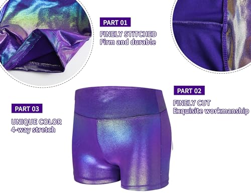 Nokecina Girls Gymnastics Leotard Size 6-7 Years Old Shiny Purple Heart Sleeveless Bodysuits Practice Outfits - Image 4