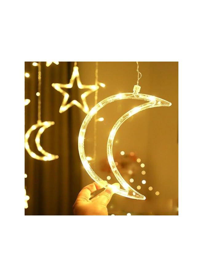 The Bros أضواء رمضان وزينة العيد، أضواء القمر والنجوم والأضواء المتسلسلة، 3.5 متر، داخلية، خارجية، حديقة، منزل، ممر، احتفال مع قابس الاتحاد الأوروبي 220 فولت مع قابس ذيل - Image 4