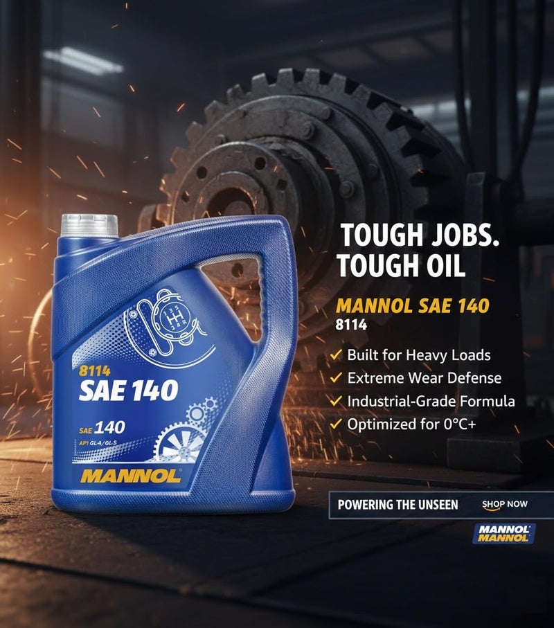 MANNOL SAE 140 Universal Transmission & Gear Oil, 8114 - GL-4/GL-5, 4 Liters - Image 2