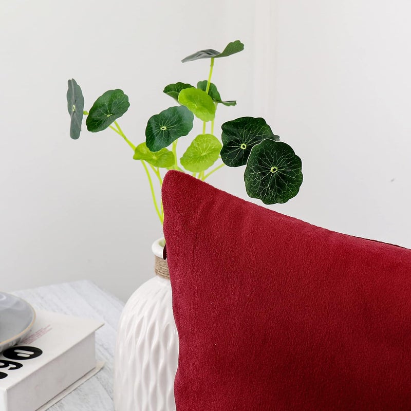 NiNi ALL Decorative Throw Pillow Covers Velvet 28x28 Inch Pack of 2 Burgundy Red Cushion Covers Soft for Couch Sofa Bedroom Living Room Outdoor - Image 3