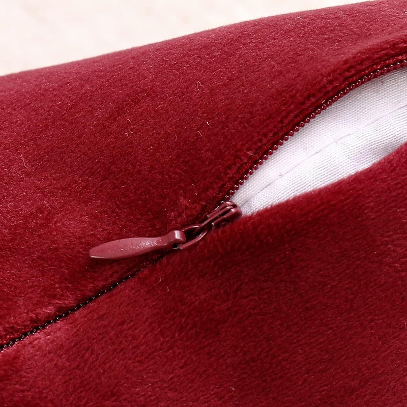 NiNi ALL Decorative Throw Pillow Covers Velvet 28x28 Inch Pack of 2 Burgundy Red Cushion Covers Soft for Couch Sofa Bedroom Living Room Outdoor - Image 4