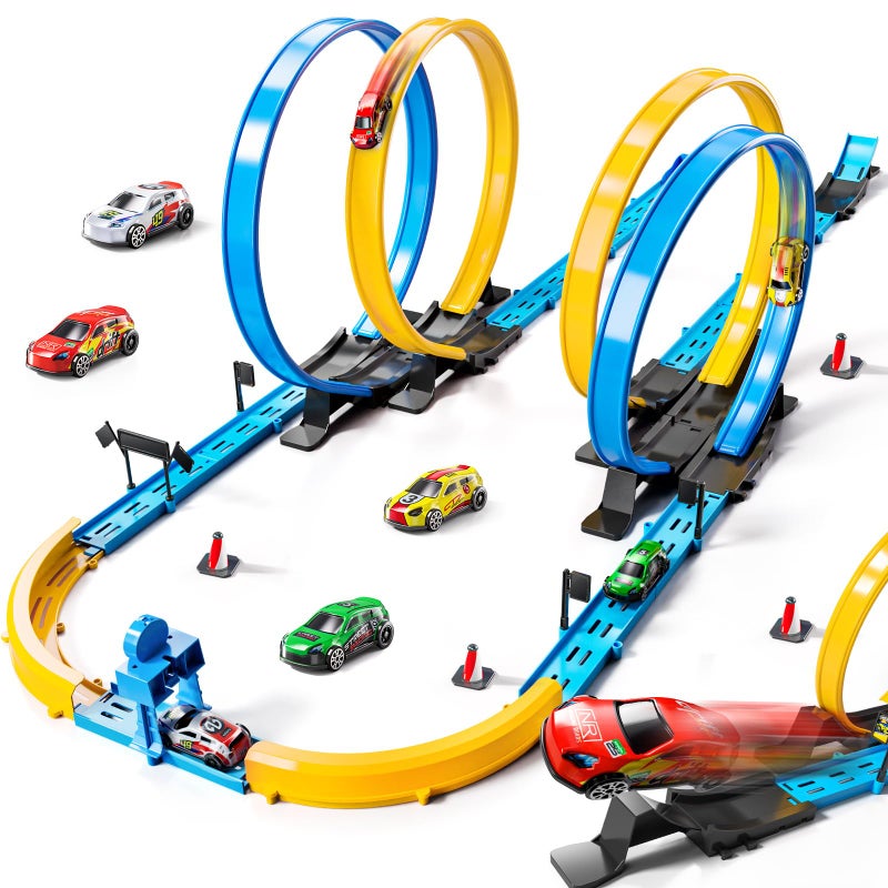 MSKOLER Car Race Track Sets for Kids 3 4 5 6 7 8 9 Years Old Toy Car Track Set for Boys 35 68 812 Competitive Racing Game with 4 Small Cars Boys Toy Gifts Toys Cars for Toddlers Girls 38 - Image 3