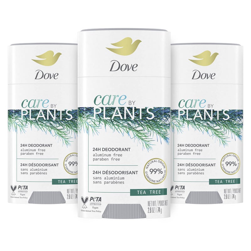 Dove Care by Plants Deodorant Stick for long-lasting deodorant protection Tea Tree aluminum free deodorant 2.6 oz 3 Count
