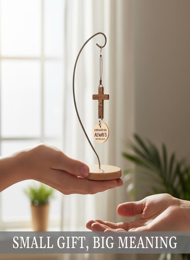 DINIZON Wood Cross Decor - Tap For Daily Bible Verse - Easter Religious Gifts For Women, Men, Mom, Dad, Decorative Standing Cross Christian Mothers Day Gifts, Hanging Jesus Faith Spiritual Decoration - Image 3