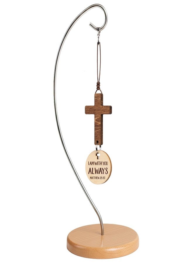 DINIZON Wood Cross Decor - Tap For Daily Bible Verse - Easter Religious Gifts For Women, Men, Mom, Dad, Decorative Standing Cross Christian Mothers Day Gifts, Hanging Jesus Faith Spiritual Decoration - Image 1