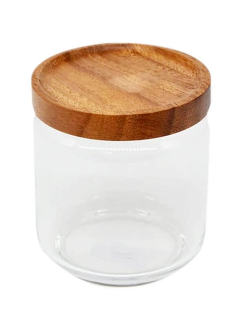 BILLI Glass Canister with Stackable Wooden Lid (Small) 500ML - Image 1