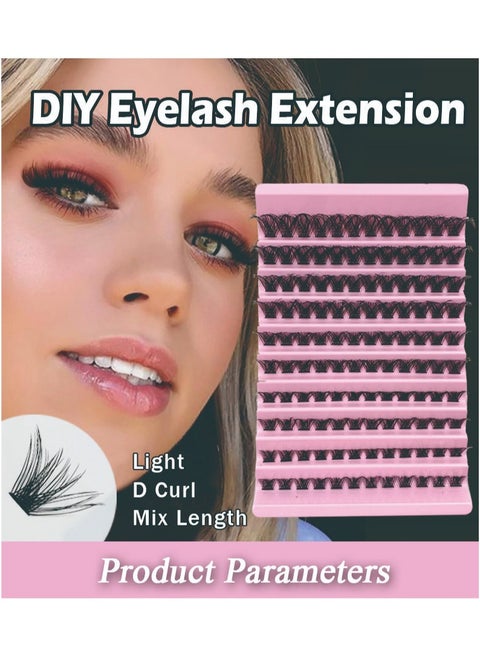 False Lashes Individual Packs 120 Tufted Lashes DIY Lash Extensions Natural Look Reusable Eyelash Glue Bonding Black Lashes Cluster Lashes 3D Effect Individual False Eyelashes