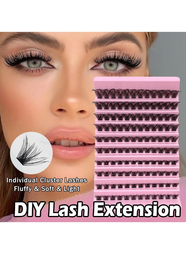 Bond - False Lashes Individual Packs 120 Tufted Lashes DIY Lash Extensions Natural Look Reusable Eyelash Glue Bonding Black Lashes Cluster Lashes 3D Effect Individual False Eyelashes - Image 1