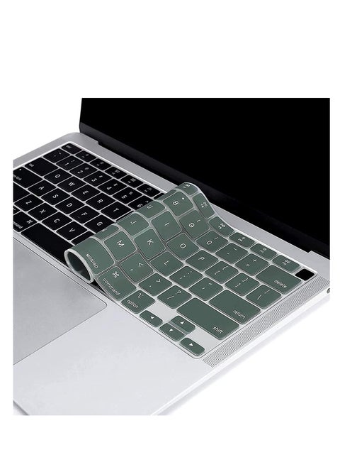 Silicone Keyboard Cover For MacBook Air 13.6 inch M2/M3/M4 Chip A2681/A3113/A3240& 15 Macbook Air M4/M3/M2 A3241/A3114/A2941 &MacBook Pro 14/16 M4 M3 M2 M1 A3112/A3185/A3401/A2918/A2992/A2779/A2442/A3403/A3186/A2991/A2780/A2485, Dark Green Silicone Skin Protector
