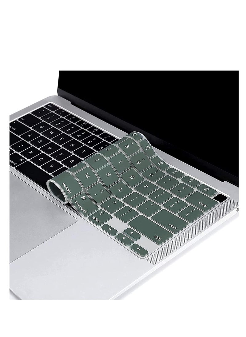 Generic Silicone Keyboard Cover For MacBook Air 13.6 inch M2/M3/M4 Chip A2681/A3113/A3240& 15 Macbook Air M4/M3/M2 A3241/A3114/A2941 &MacBook Pro 14/16 M4 M3 M2 M1 A3112/A3185/A3401/A2918/A2992/A2779/A2442/A3403/A3186/A2991/A2780/A2485, Dark Green Silicone Skin Protector  - Image 1