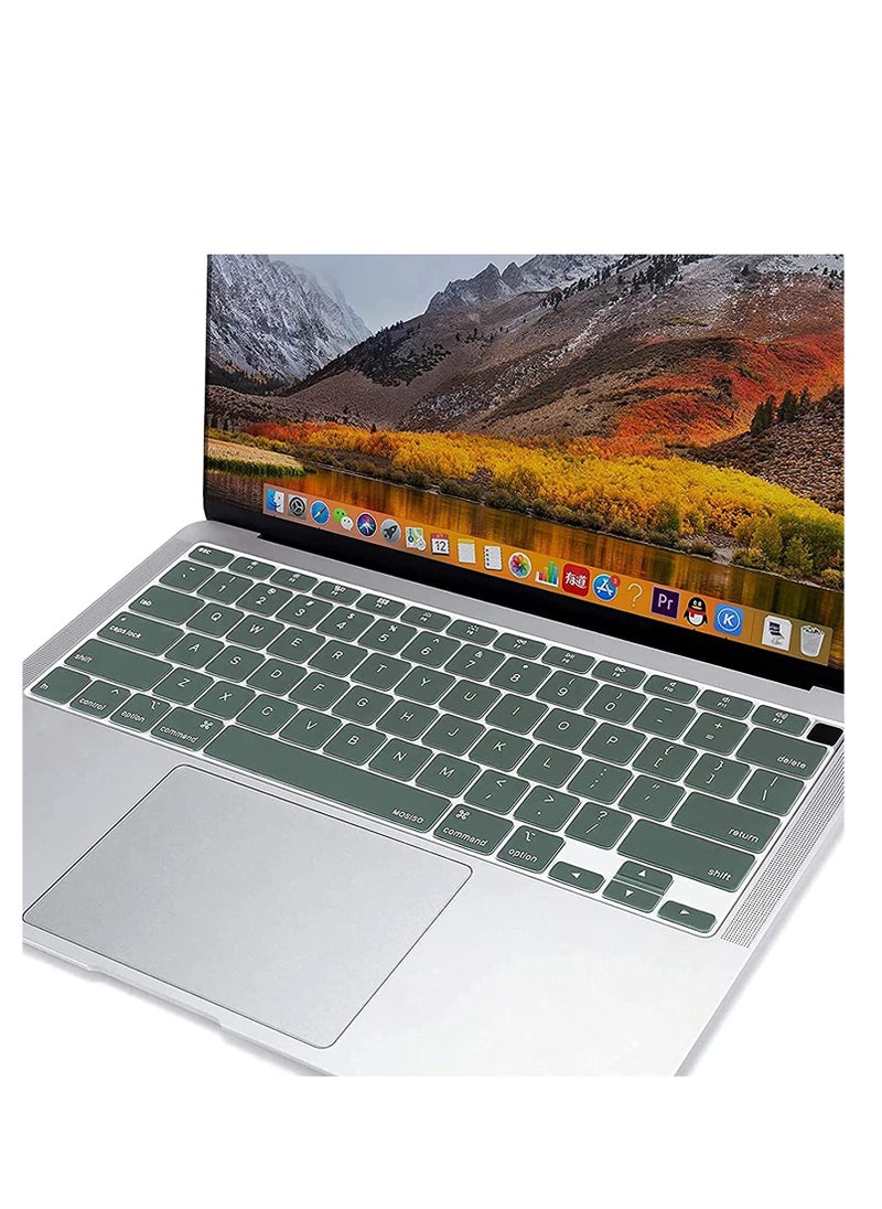 Generic Silicone Keyboard Cover For MacBook Air 13.6 inch M2/M3/M4 Chip A2681/A3113/A3240& 15 Macbook Air M4/M3/M2 A3241/A3114/A2941 &MacBook Pro 14/16 M4 M3 M2 M1 A3112/A3185/A3401/A2918/A2992/A2779/A2442/A3403/A3186/A2991/A2780/A2485, Dark Green Silicone Skin Protector  - Image 4