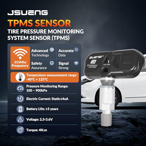 Jsueng جسوانغ 42607-33021 حساس TPMS، مجموعة من 4 حساسات نظام مراقبة ضغط الإطارات لتويوتا كامري راف 4 هايلاندر يارس كورولا، لكزس ES GS LX بديل لـ PMV-107J 42607-33011 315MHZ - Image 4