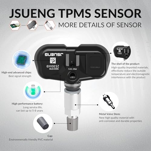 Jsueng جسوانغ 42607-33021 حساس TPMS، مجموعة من 4 حساسات نظام مراقبة ضغط الإطارات لتويوتا كامري راف 4 هايلاندر يارس كورولا، لكزس ES GS LX بديل لـ PMV-107J 42607-33011 315MHZ - Image 3