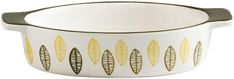 Roaster 420ML Oval Ceramic Baking Pan Cheese Baked Rice Pan Creative Spaghetti Plate Double Ears Oven Baking Vegetable Plate roasting pan(Green) - Image 1