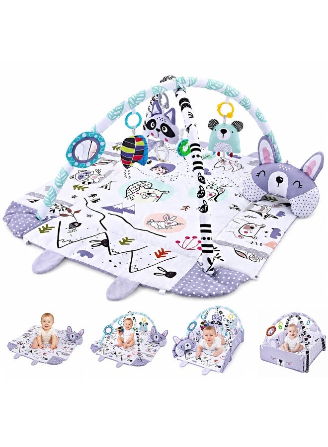 HI-FINE Baby Gym Play Mat, 8-in-1 Tummy Time Mat & Activity Gym, Washable Ball Pit, Infant Play Mat with Detachable Toys for Sensory Exploration and Motor Skill Development - Image 1