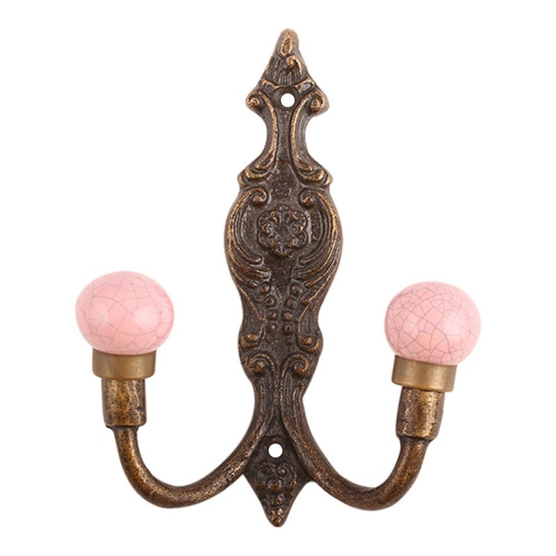 Indian-Shelf IndianShelf Handmade Ceramic Crackle Wall Hooks Hangers Holders 1506 cm Pink 1 Piece  - Image 1