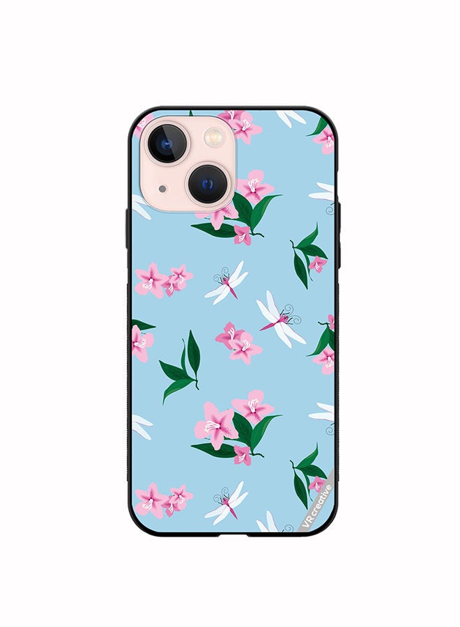 VR CREATIVE Protective Case Cover For Apple iPhone 13 mini Dragonfly And Flowers Design Multicolour - Image 1