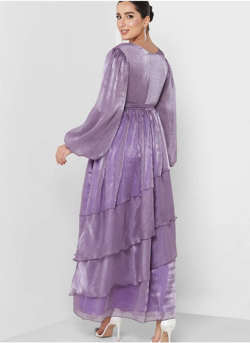 hayas closet - Ruffle Belted Dress - Image 1