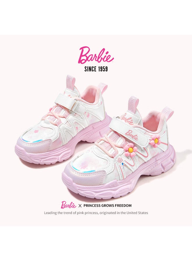 Barbie Children's Cotton Shoes, Girls' Fleece-lined Shoes, Elementary School Students' Running Shoes, Kids' Winter Sports Casual Shoes Da6937 Pink 30 - Image 1