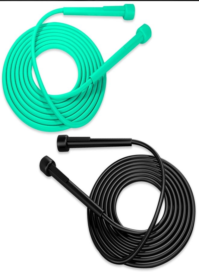 ASTIMESA 2 Pack Adjustable Jump Rope, Tangle-Free Skipping Rope for Women Men, Lightweight Speed Rope, Workout Exercise Ropes for Fitness Boxing Adult Gym Outdoor Beginner (Black, Green) - Image 1
