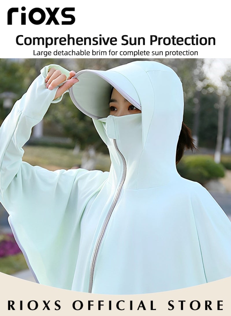 RIOXS Women's Upf 50+ Uv Sun Protection Ice Silk Clothing Long Sleeve Breathable Shirts Lightweight Hoodie Zip Up Outdoor Jacket Coat  - Image 5