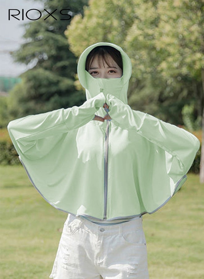 RIOXS Women's Upf 50+ Uv Sun Protection Ice Silk Clothing Long Sleeve Breathable Shirts Lightweight Hoodie Zip Up Outdoor Jacket Coat - Image 3