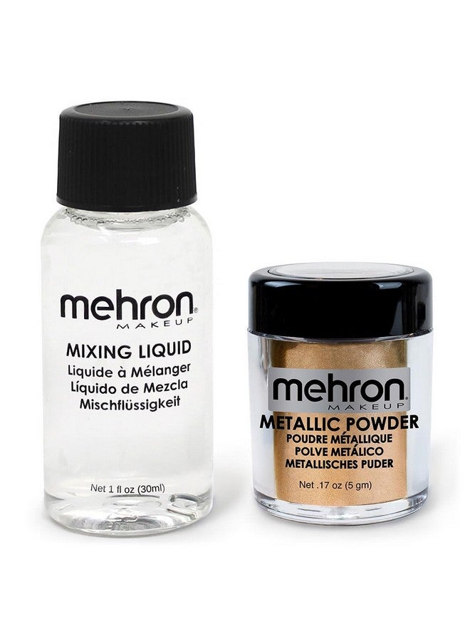 ميهرون بودرة ميتاليك من ميهرون ميك أب (0.17 أونصة) مع سائل خلط (1 أونصة) (ذهبي) - Image 1