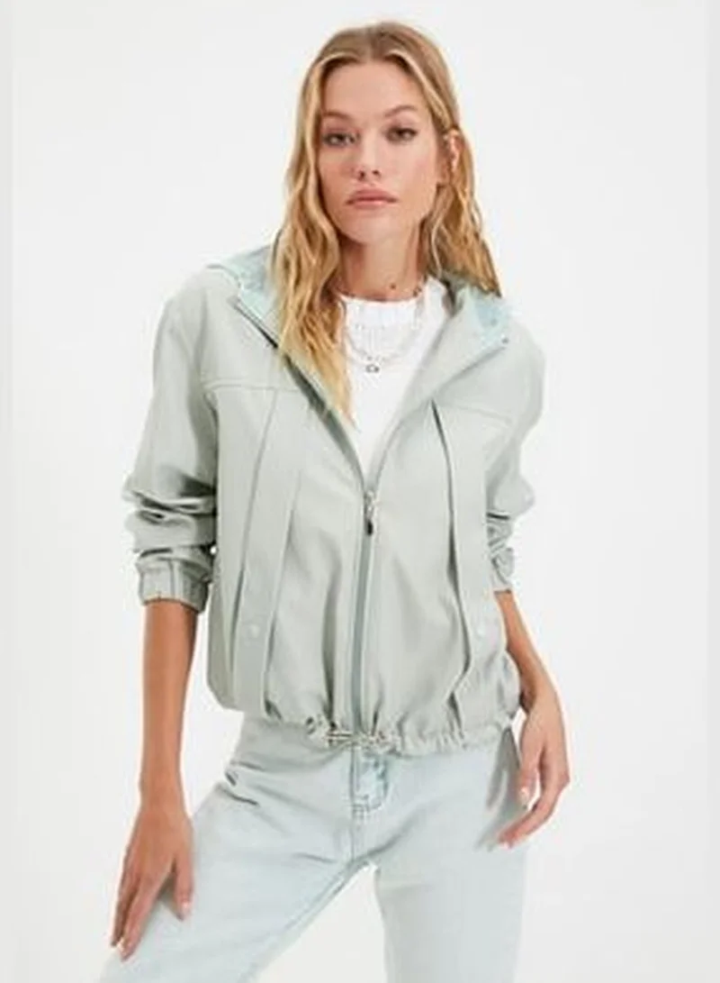 trendyol Mint Hooded Raincoat with Water Repellent Feature TWOSS21MO0076