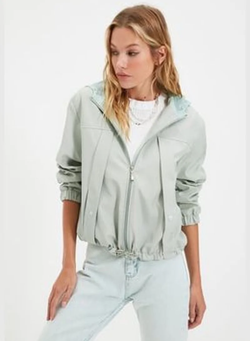 trendyol Mint Hooded Raincoat with Water Repellent Feature TWOSS21MO0076