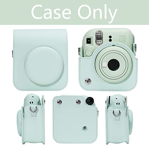 Aenllosi PU Leather Protective Case for Fujifilm Instax Mini 12/11 Instant Film Camera Travel Case,with Pocket and Adjustable Shoulder Strap(Mint Green,Case Only) - Image 4