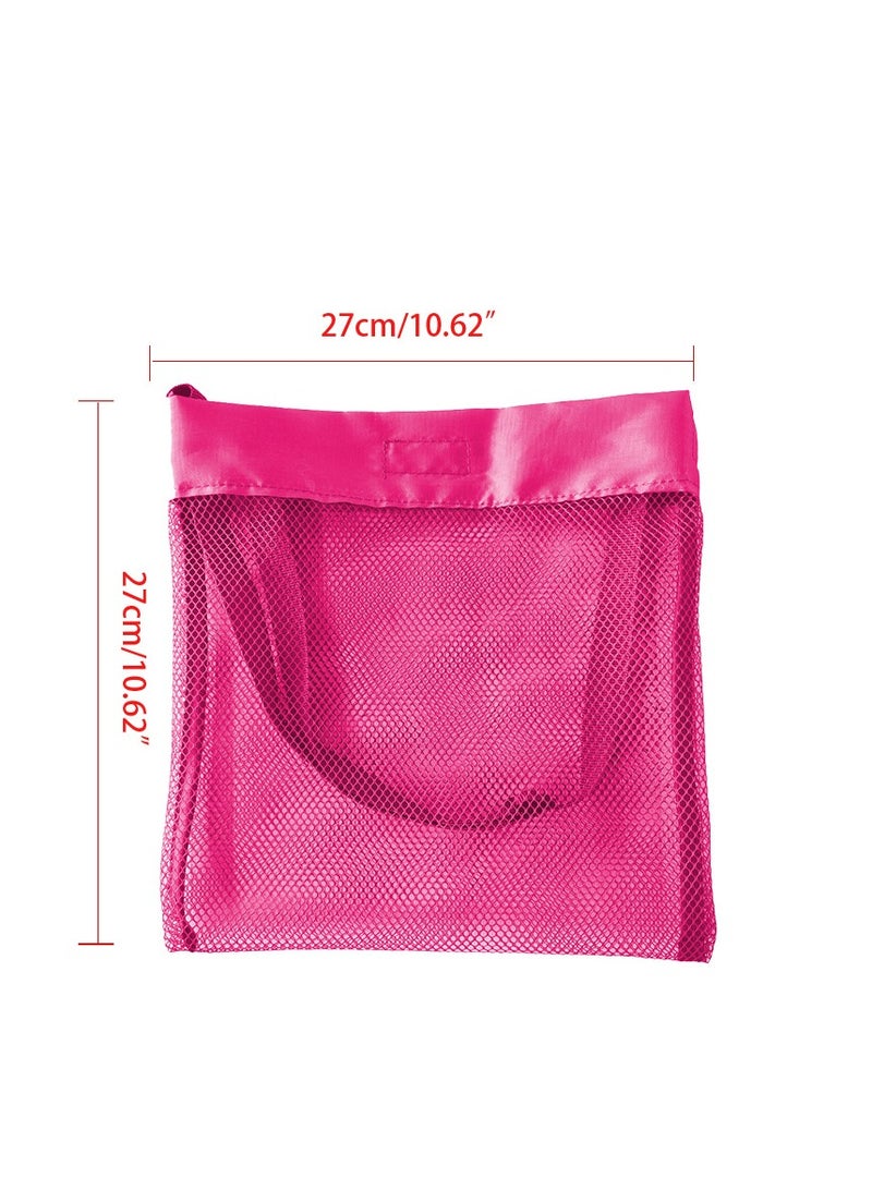 Loquat 1pc Medium Kids Sand Digging Shell Bag Beach Toy Storage Mesh Tote Backpack ,Rose Red