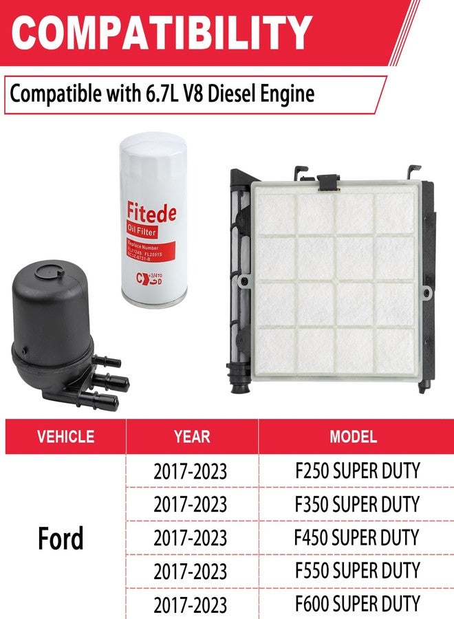 Fitede 6.7L Powerstroke Fuel Filter Element FD4625 and Oil Filter FL2124S Fits for 2017-2023 Ford F250 F350 F450 F550 Super Duty 6.7L V8 Diesel Engine Replaces# FD-4624 FD-4625 FL2051S - Image 3