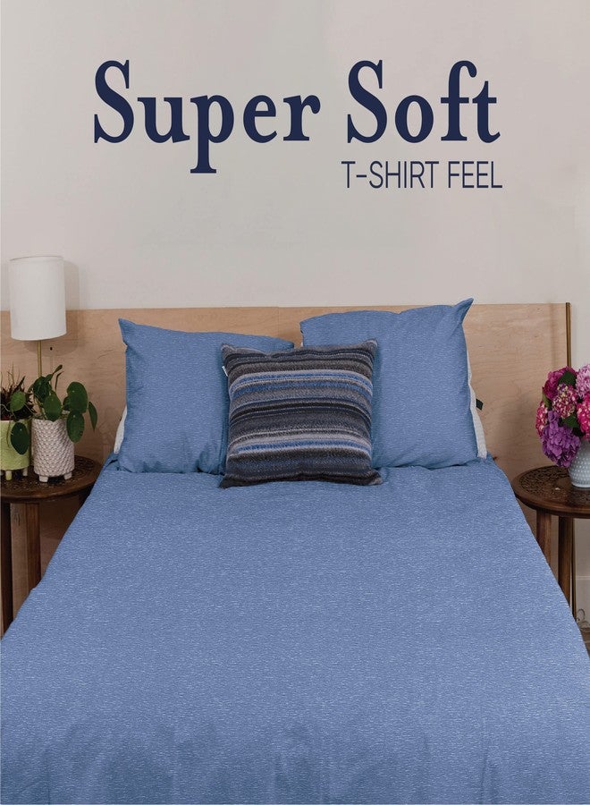 Ella Jayne Jersey Knit Sheets Set (4pc), Poly-Cotton T-Shirt Soft Sheets, Twin Size, 10'' Deep Pockets, Blue - Image 5