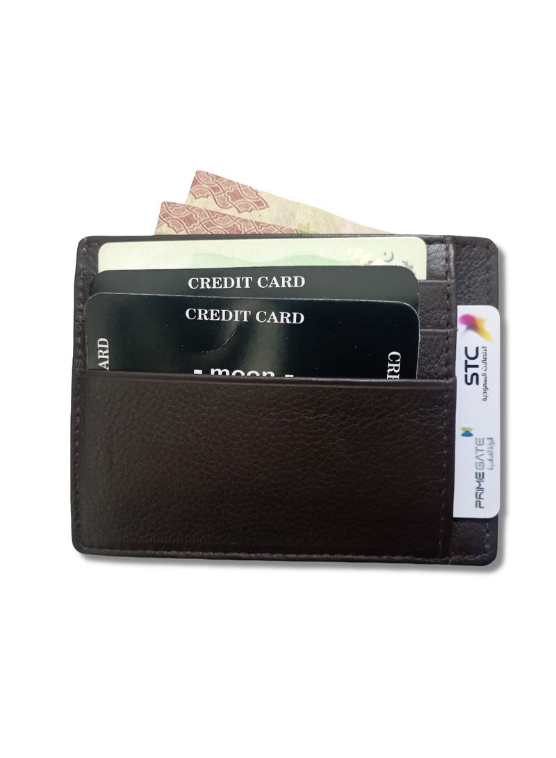 Dark Moon Brown Genuine Sleek Leather Card Holder - Image 5
