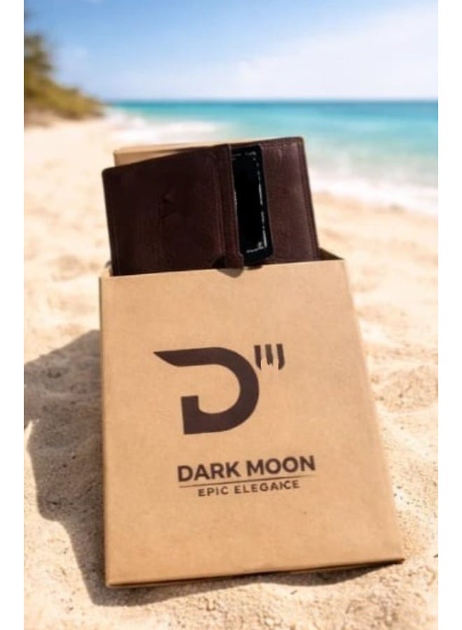 Dark Moon Brown Genuine Sleek Leather Card Holder - Image 2