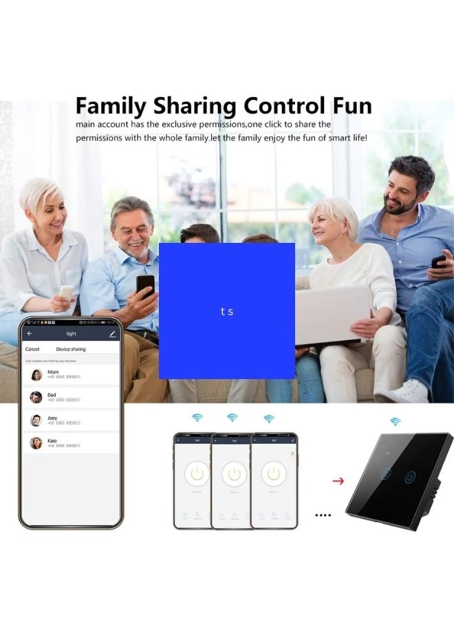 Dooge Smart Wi-Fi Light Switch Compatible with HomeKit Voice Control Directly by Siri Alexa Google Assistant 1 Gang Black  - Image 5