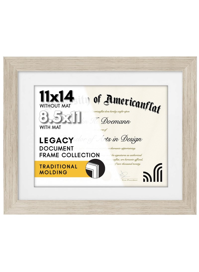 Americanflat Americanflat 11x14 Diploma Frame with ShatterResistant Glass  Use as 85x11 Frame with Mat or Display 11x14 Documents Without Mat  Legacy Collection  Certificate Frames for Wall  Driftwood 