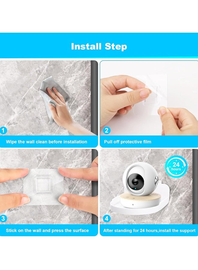 4 Pack Wall Mount Bracket for Security Camera,Acrylic No Drill Small Floating Wall Shelves（White） - Image 4