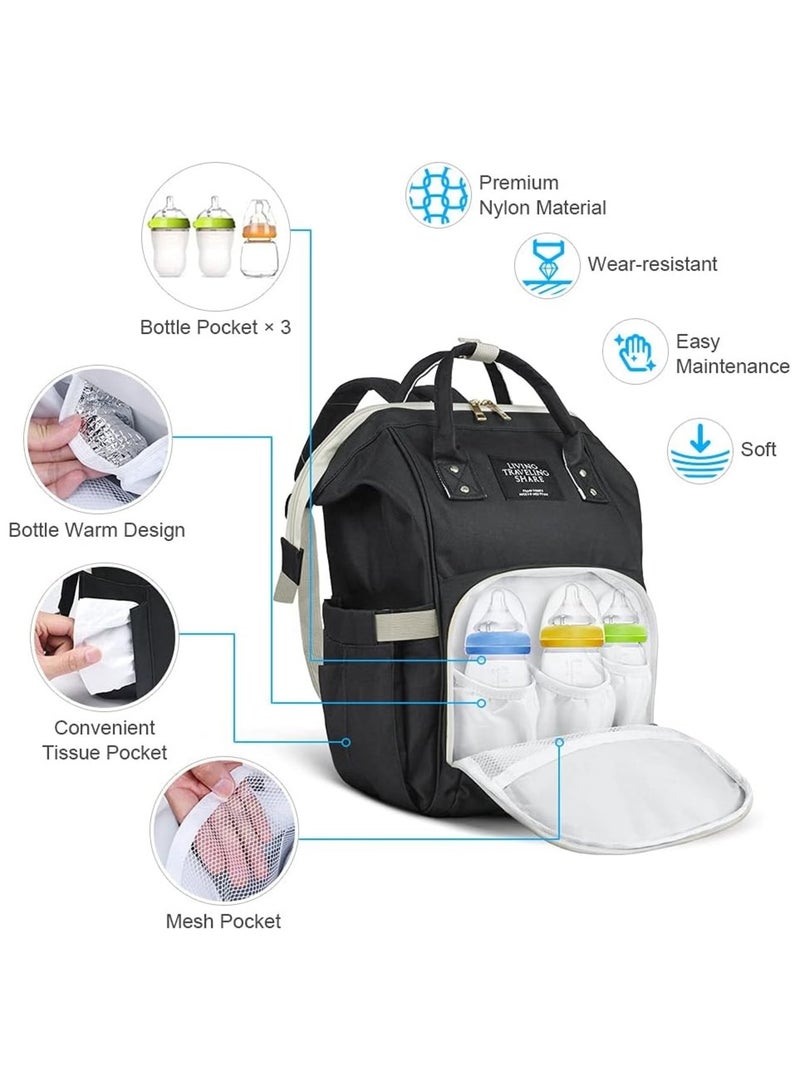 Zikra Baby Changing Bags, Insulated the Baby Bottle Bag, Waterproof Large Capacity Baby Travel Rucksack, Multi-Function Nappy Tote Shoulder Bag Organizer Mum Dad Backpack, Black - Image 4