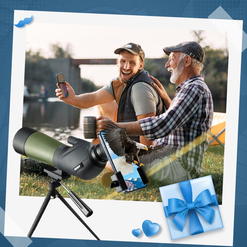 GOSKY Gosky 20-60x60 HD Spotting Scope with Tripod, Carrying Bag and Scope Phone Adapter - BAK4 45 Degree Angled Eyepiece Telescope for Target Shooting Hunting Bird Watching Wildlife Scenery  - Image 2