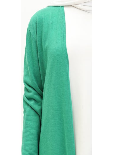 Sefa Merve Plain Long Cardigan 8615-01 Green  - Image 4
