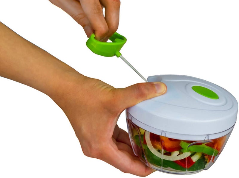 Hanumex Plastic Handy Dori Chopper 450 ml with 3 Stainless Steel Blades, Manual Vegetable & Fruit Chopper, Multi-Color - Image 4